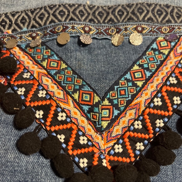 Boho Embroidered Denim Jacket - Picture 3 of 3